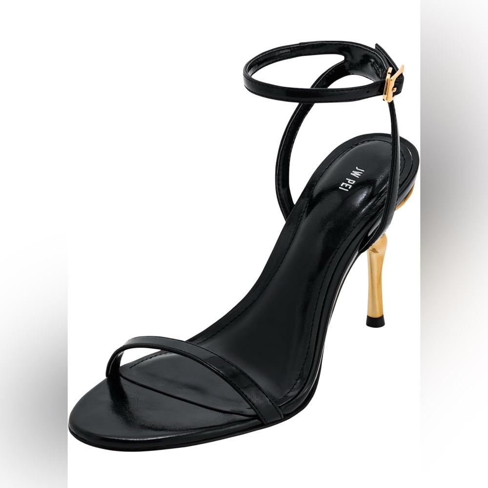 JW PEI Women's Alivia Gold Metal Heel Sandals
